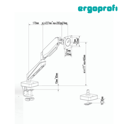 ErgoProfi Gas Spring Single Monitor Arm Desk Mount  49'' Ultrawide Monitor Holder Ergonomic Height Adjustable